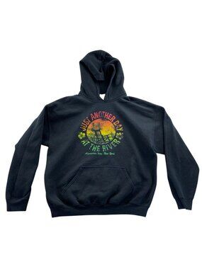 Gildan Hoodie Sweatshirt Large Black Ombre Graphic Print Pullover Casual Classic